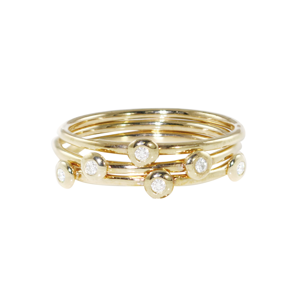 Yellow Raindrop Diamond Stacking Ring Set