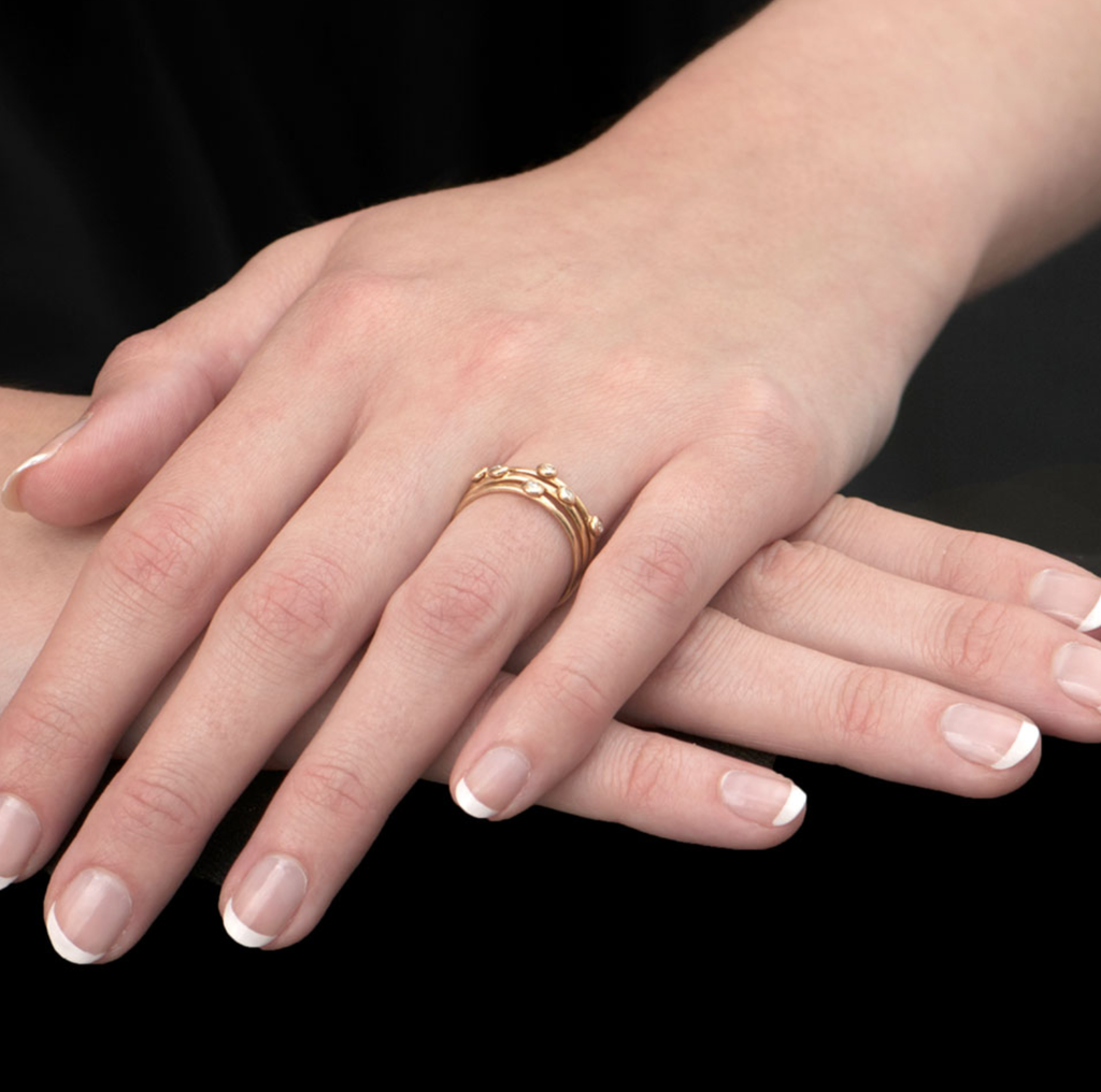 Yellow Raindrop Diamond Stacking Ring Set