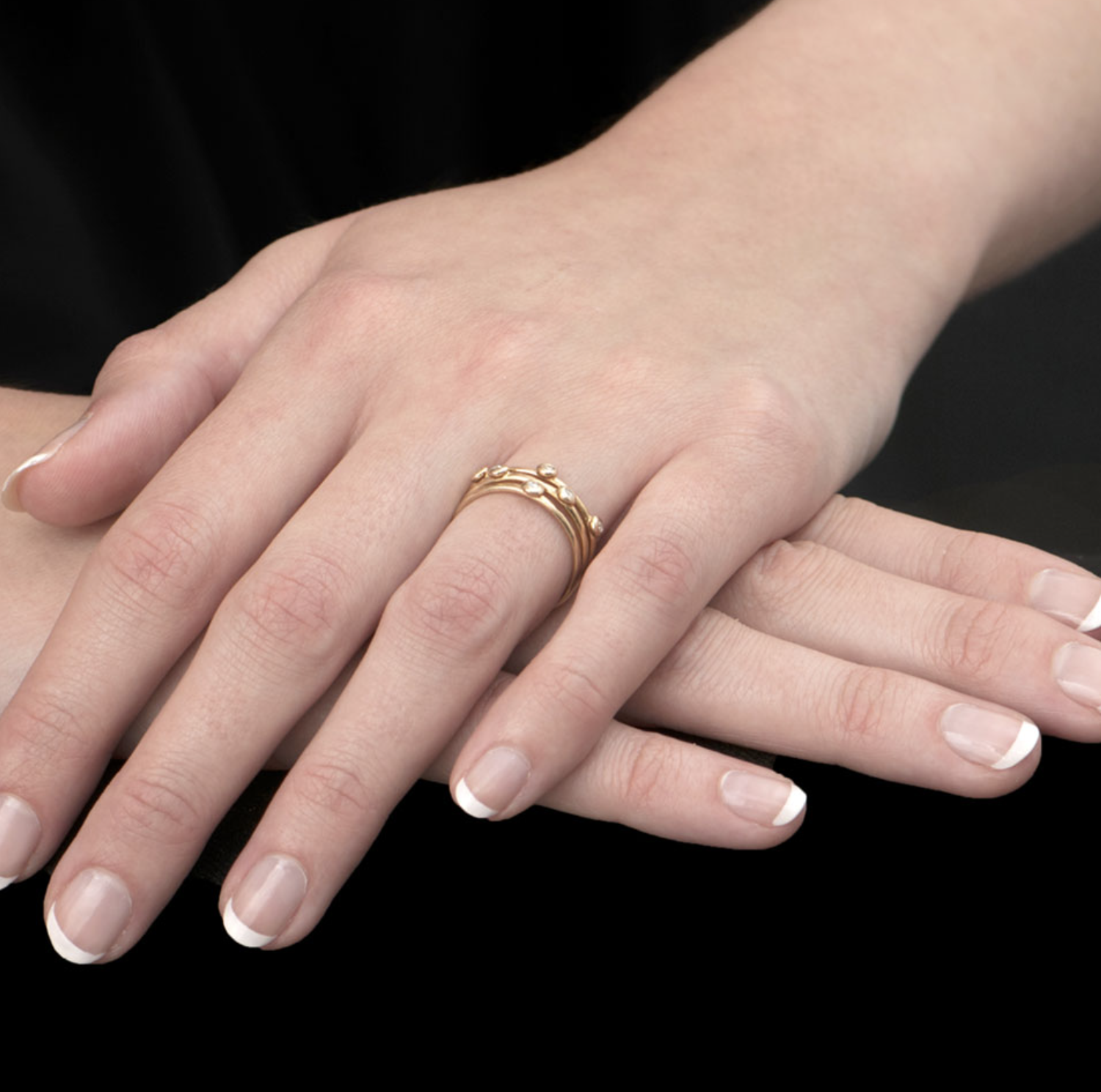 Yellow Raindrop Diamond Stacking Ring Set