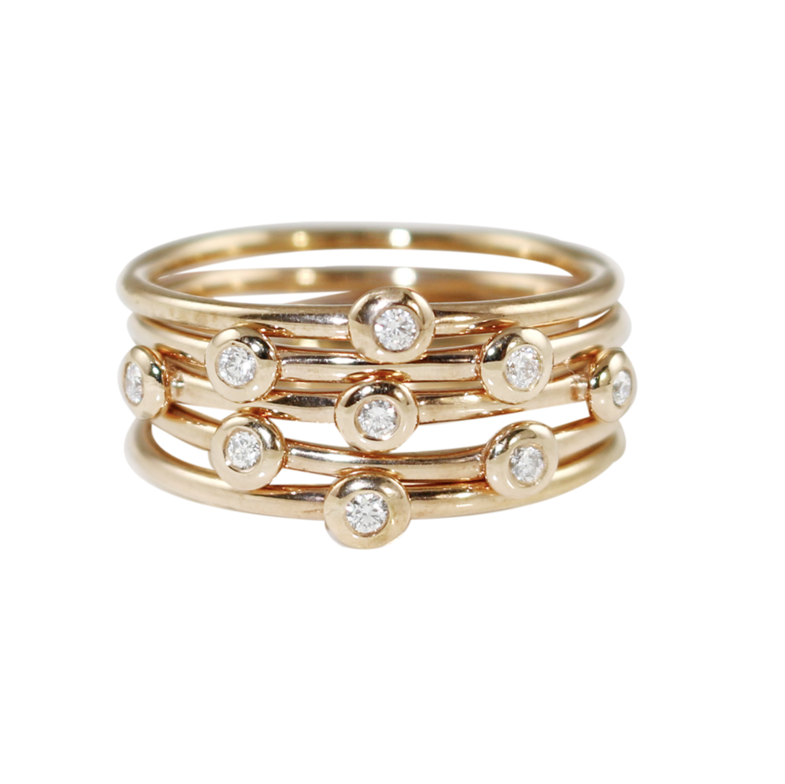 Diamond Raindrop 5-Piece Stack Ring Set