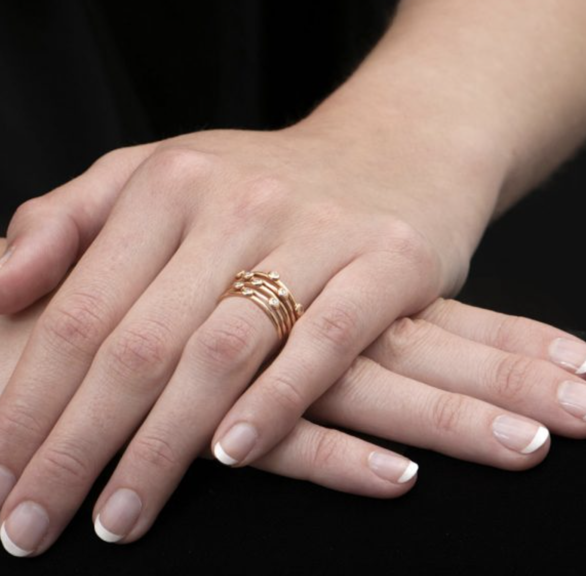 Diamond Raindrop 5-Piece Stack Ring Set