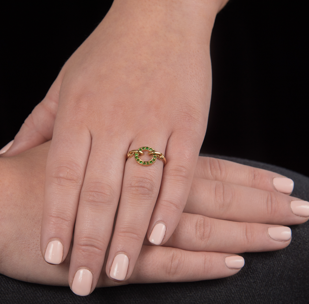 Tsavorite Garnet Meridian Circle Ring